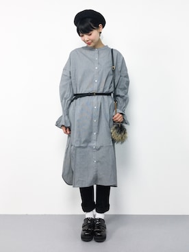 「A part by（アパートバイ）のアイテム（シャツワンピース）」を使った、ambiさん（レディース・160cm）の冬コーディネート