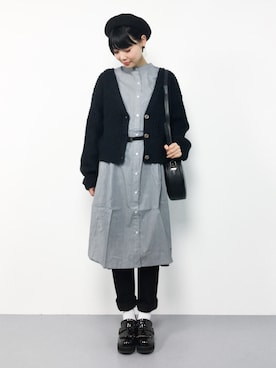 「A part by（アパートバイ）のアイテム（シャツワンピース）」を使った、ambiさん（レディース・160cm）の冬コーディネート