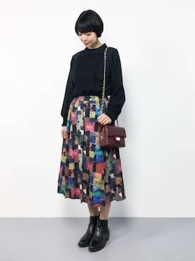 「chambre de charme（シャンブルドゥシャーム）のアイテム（スカート）」を使った、ambiさん（レディース・160cm）の冬コーディネート