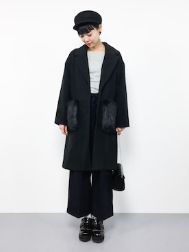 「ポケットファー」｜ambiさん（レディース・160cm）の冬コーディネート