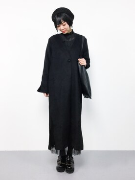 「antiqua（アンティカ）のアイテム（ノーカラージャケット）」を使った、ambiさん（レディース・160cm）の冬コーディネート