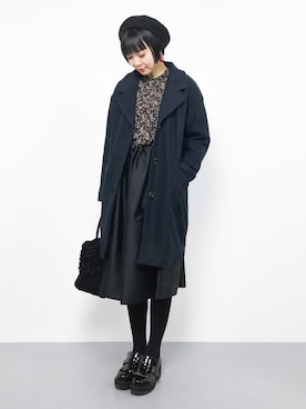 「koe（コエ）のアイテム（チェスターコート）」を使った、ambiさん（レディース・160cm）の冬コーディネート