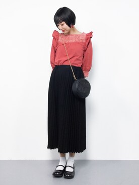 「AMERICAN HOLIC（アメリカンホリック）のプリーツロングスカート（スカート）」を使った、ambiさん（レディース・160cm）の冬コーディネート