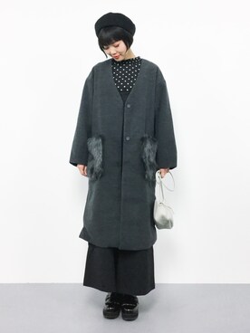「w closet（ダブルクローゼット）のアイテム（その他アウター）」を使った、ambiさん（レディース・160cm）の冬コーディネート
