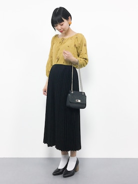 「AMERICAN HOLIC（アメリカンホリック）のプリーツロングスカート（スカート）」を使った、ambiさん（レディース・160cm）の冬コーディネート