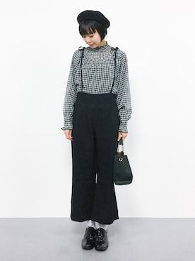 「coca（coca）（コカ）のアイテム（サロペット/オーバーオール）」を使った、ambiさん（レディース・160cm）の冬コーディネート
