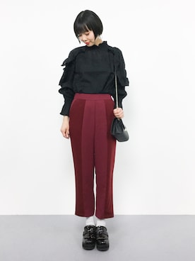 「Ameri（アメリ）のアイテム（パンツ）」を使った、ambiさん（レディース・160cm）の冬コーディネート