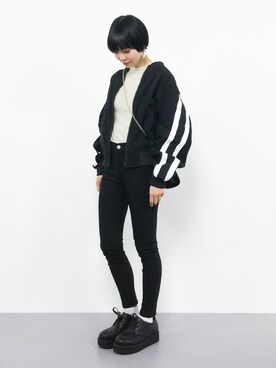 「MOUSSY（マウジー）のアイテム（ブルゾン）」を使った、ambiさん（レディース・160cm）の冬コーディネート