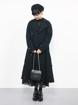 「EVRIS（エヴリス）のアイテム（トレンチコート）」を使った、ambiさん（レディース・160cm）の冬コーディネート