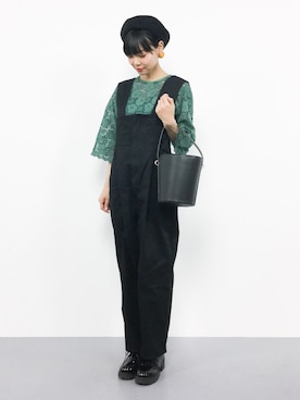 「merlot plus（メルロープリュス）のアイテム（オールインワン・サロペット）」を使った、ambiさん（レディース・160cm）の冬コーディネート