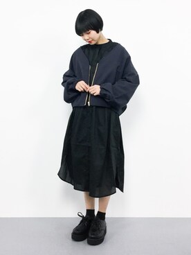 「KBF（ケイビーエフ）のアイテム（ブルゾン）」を使った、ambiさん（レディース・160cm）の冬コーディネート