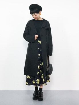 「レトロ」｜「アイテム（トレンチコート）」を使った、ambiさん（レディース・160cm）の春コーディネート