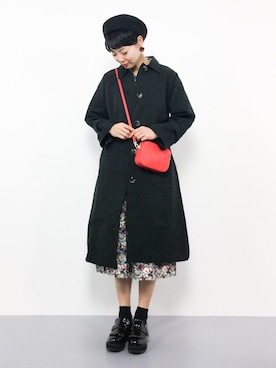 「レトロ」｜「アイテム（ステンカラーコート）」を使った、ambiさん（レディース・160cm）の春コーディネート