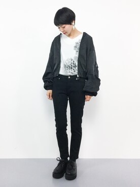 「VENCEEXCHANGE（ヴァンスエクスチェンジ）のアイテム（ブルゾン）」を使った、ambiさん（レディース・160cm）の春コーディネート