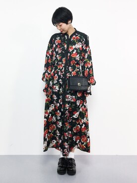 「ROSE BUD（ローズバッド）の[Gina冬号/GINZA1月号掲載]フラワープリントワンピース（ワンピース）」を使った、ambiさん（レディース・160cm）の春コーディネート