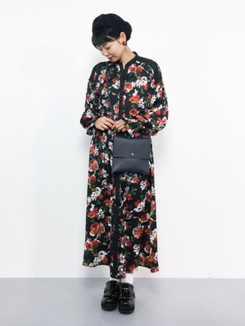 「ROSE BUD（ローズバッド）の[Gina冬号/GINZA1月号掲載]フラワープリントワンピース（ワンピース）」を使った、ambiさん（レディース・160cm）の春コーディネート