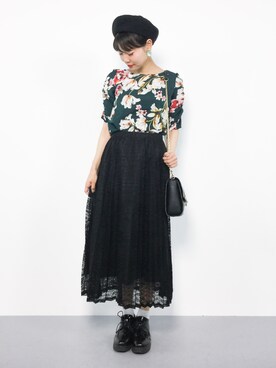 「AMERICAN HOLIC（アメリカンホリック）の・レースロングプリーツスカート（スカート）」を使った、ambiさん（レディース・160cm）の春コーディネート
