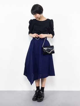 「Ameri（アメリ）のアイテム（トップス）」を使った、ambiさん（レディース・160cm）の夏コーディネート