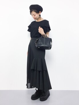 「Ameri（アメリ）のアイテム（スカート）」を使った、ambiさん（レディース・160cm）の夏コーディネート