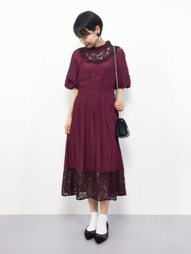 ドレスを使った ワインレッド の人気ファッションコーディネート 季節 6月 8月 Wear