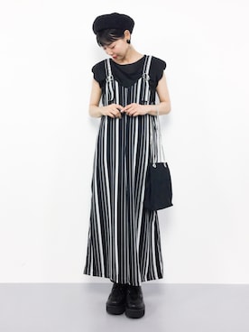 「VENCEEXCHANGE（ヴァンスエクスチェンジ）のアイテム（サロペット/オーバーオール）」を使った、ambiさん（レディース・160cm）の夏コーディネート