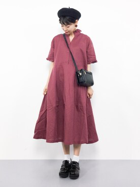 「red」｜「アイテム（シャツワンピース）」を使った、ambiさん（レディース・160cm）の夏コーディネート