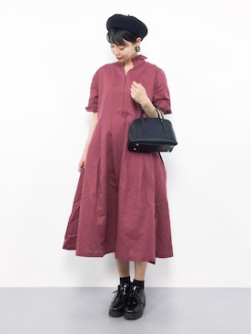 「red」｜「アイテム（シャツワンピース）」を使った、ambiさん（レディース・160cm）の夏コーディネート