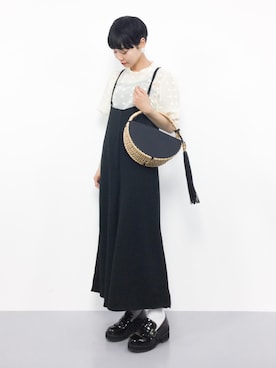 「Pierrot（ピエロ）のアイテム（サロペット/オーバーオール）」を使った、ambiさん（レディース・160cm）の夏コーディネート