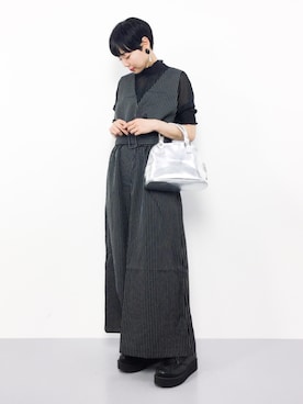「merlot plus（メルロープリュス）のアイテム（オールインワン・サロペット）」を使った、ambiさん（レディース・160cm）の夏コーディネート