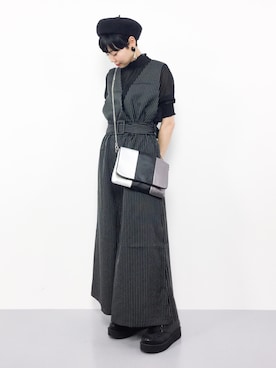 「merlot plus（メルロープリュス）のアイテム（オールインワン・サロペット）」を使った、ambiさん（レディース・160cm）の夏コーディネート