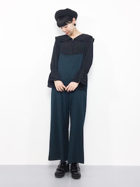 「緑」｜「アイテム（サロペット/オーバーオール）」を使った、ambiさん（レディース・160cm）の秋コーディネート