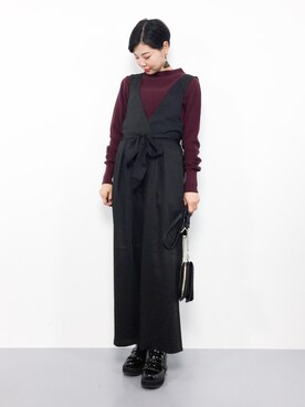 「Heather（ヘザー）のアイテム（サロペット/オーバーオール）」を使った、ambiさん（レディース・160cm）の秋コーディネート