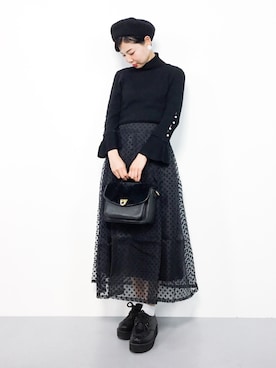 「merlot plus（メルロープリュス）のアイテム」を使った、ambiさん（レディース・160cm）の秋コーディネート