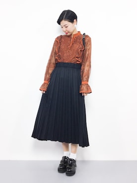「merlot plus（メルロープリュス）のアイテム」を使った、ambiさん（レディース・160cm）の秋コーディネート