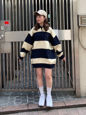 「ALAND（エーランド）のアイテム（キャップ）」を使った、Emiriさん（レディース・153cm）の春コーディネート