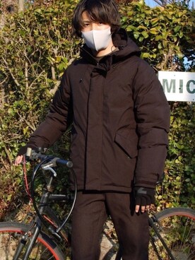 ダウンジャケット コートを使った 自転車スタイル のメンズ人気ファッションコーディネート Wear