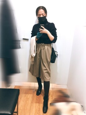 「暗め色」｜「アイテム（ハンドバッグ）」を使った、🥘Achernarx🦉さん（レディース・161cm）の冬コーディネート
