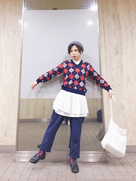 「アイテム（イヤリング）」を使った、光永さん（レディース・159cm・20代）の秋コーディネート