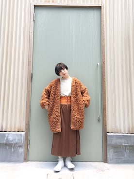 「プードルコート」｜光永さん（レディース・159cm・20代）の秋コーディネート