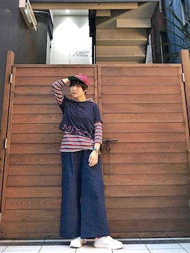 「a.g.plus（エージープラス）のアイテム（パンツ）」を使った、光永さん（レディース・159cm）の春コーディネート