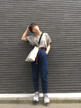 「roundabout（ラウンダバウト）のアイテム」を使った、光永さん（レディース・159cm）の夏コーディネート