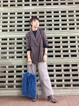 「オールグレー」｜「アイテム（バッグ）」を使った、光永さん（レディース・159cm）の秋コーディネート
