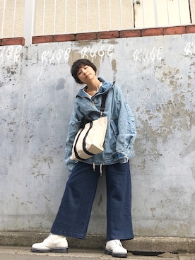 「a.g.plus（エージープラス）のアイテム（パンツ）」を使った、光永さん（レディース・159cm）の秋コーディネート