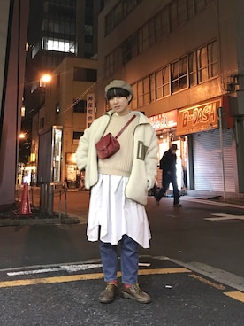 「Made   （メイド）のアイテム」を使った、光永さん（レディース・159cm）の冬コーディネート