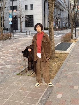 「セットアップスタイル」｜「アイテム（カバーオール）」を使った、光永さん（レディース・159cm）の春コーディネート