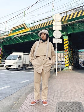 「消えそうな色コーデ」｜「アイテム（帽子）」を使った、光永さん（レディース・159cm）の春コーディネート