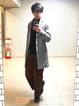 「Lui's（ルイス）のアイテム（ライダースジャケット）」を使った、muroさん（メンズ・172cm）の冬コーディネート