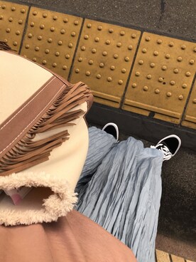 「UNIQLO（ユニクロ）のツイストプリーツロングスカート（スカート、ブルー系）」を使った、marrrinさん（レディース・153cm）の夏コーディネート