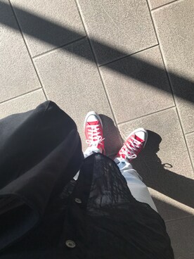 「CONVERSE（コンバース）のコンバース CONVERSE CANVAS ALL STAR OX（スニーカー、レッド系）」を使った、marrrinさん（レディース・153cm）の夏コーディネート