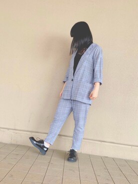 「チェック柄」｜「アイテム（セットアップ）」を使った、itonaさん（レディース・155cm）の夏コーディネート